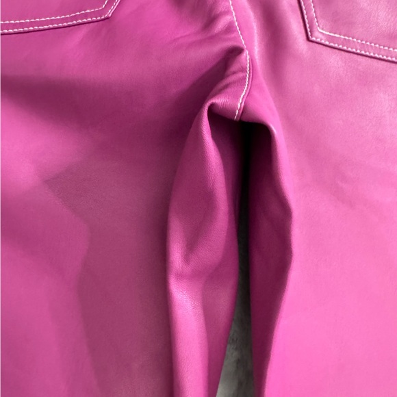 Staud Eli Faux Leather Pants In Pink Fuchsia NWT - Picture 10 of 15